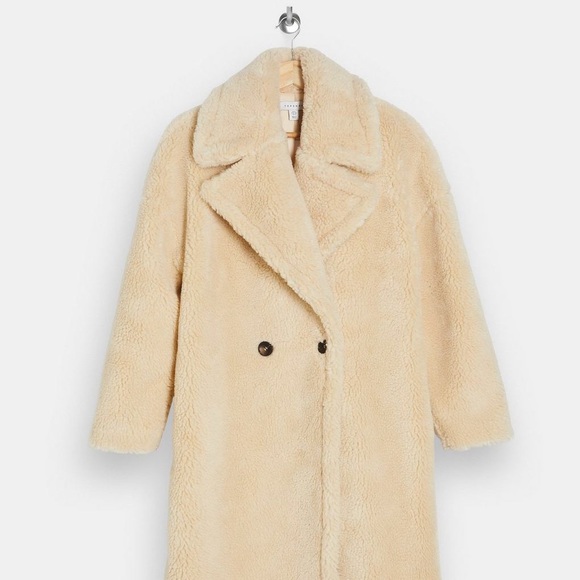 Topshop Cream Oversized Borg Longline
